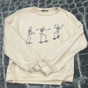SHEIN Tan Skeleton Crewneck
